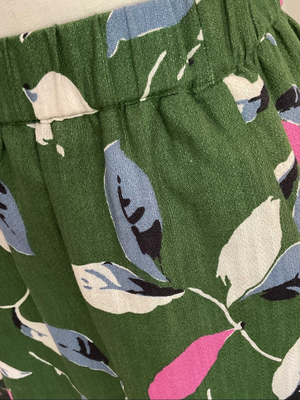 Boden Green Floral Linen Skirt with Pink & Blue Accents - Picture 3 of 10